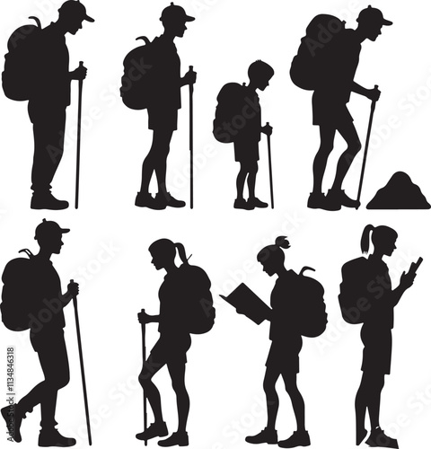 hiker mountain climber adventure silhouette