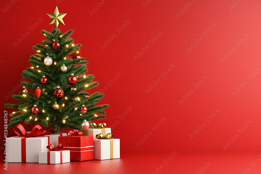 Festive Christmas Tree with Multicolored Lights Festive Christmas Tree with Multicolored Lights