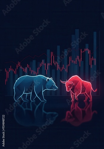 Bull and bear market symbols representing financial trends and trading photo