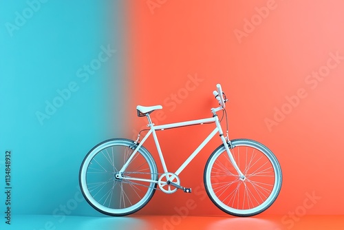 city bicycle on solid color background perfect for bike rental advertisements photo