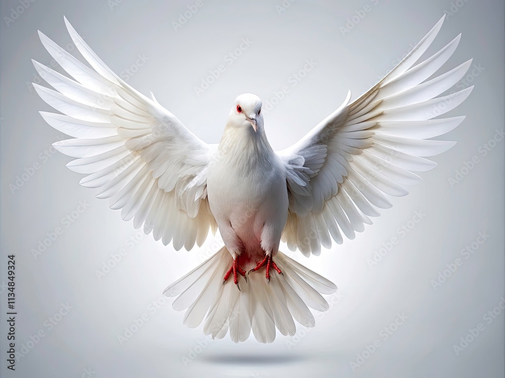 Obraz premium White Dove, Pure White Background, Architectural Photography, Minimalist Bird Image, Clean Studio Shot