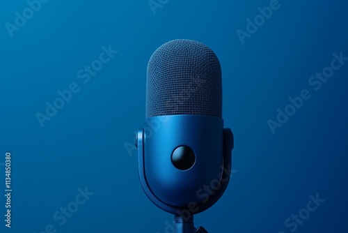 Microphone on a solid blue background