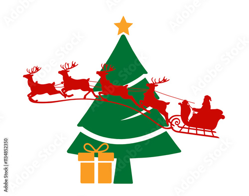 green christmas fir tree wi...