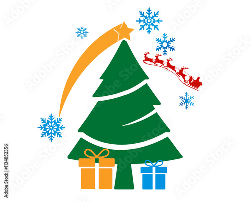 green christmas fir tree wi...