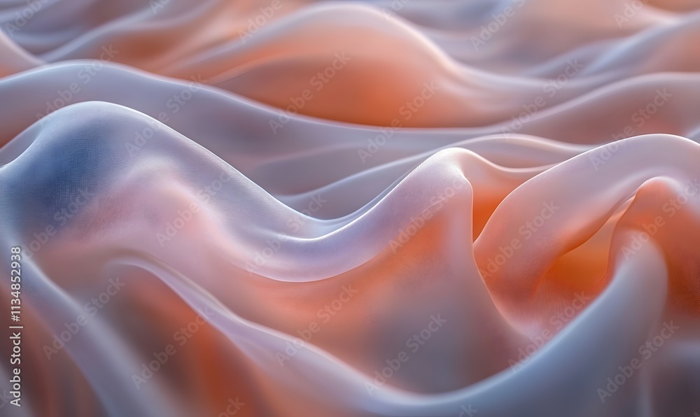 Fototapeta premium Abstract soft waves, light orange and blue highlights.