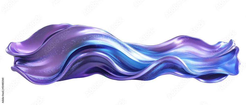 3D Abstract Purple-Blue Holographic Wave on transparent Background 3D Abstract Purple-Blue Holographic Wave on transparent Background