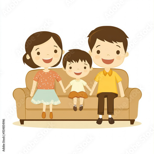 Family On Sofa Isolated