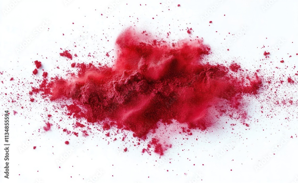 Beet Root Powder Isolated on White Background with Textured Red Splashes Abstract Composition Beet Root Powder Isolated on White Background with Textured Red Splashes Abstract Composition