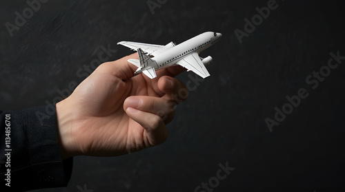 hand holding a plane. . Genrative.ai