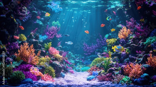 Beneath the waves colorful coral reef fish and vibrant marine life in an underwater paradise photo