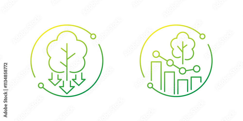 deforestation line icons, decrease in forest areas deforestation line icons, decrease in forest areas