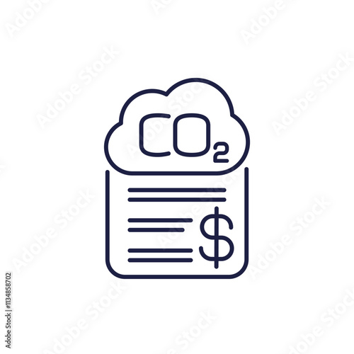 carbon emissions cost line icon, co2 gas price