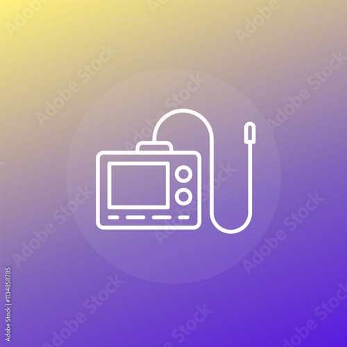 endoscopy icon, inspection with endoscope line design