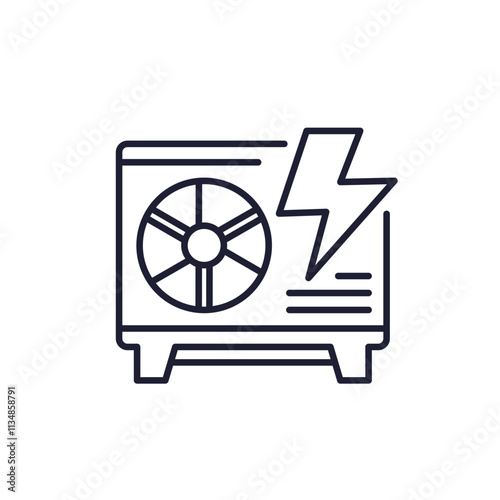 electric heat pump line icon on white