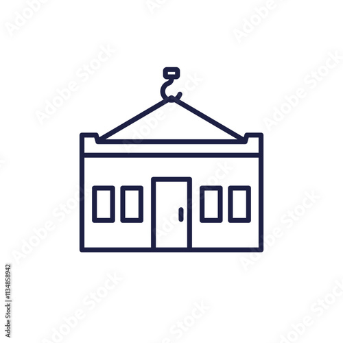 modular house line icon, prefabricated building vector