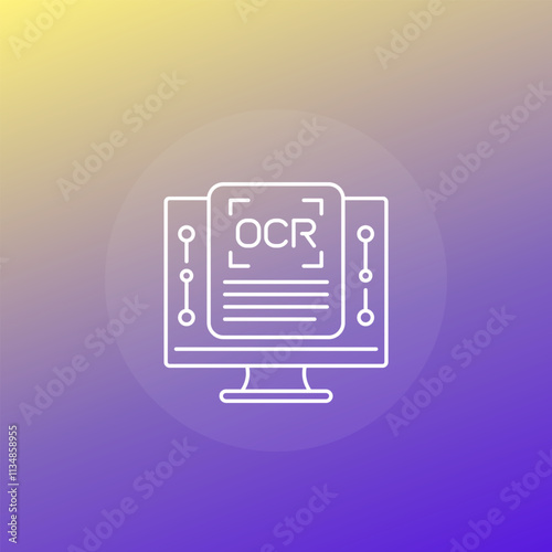 OCR icon, Optical character recognition software line vector design