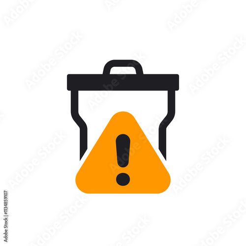 waste problem icon with trash bin, vector sign