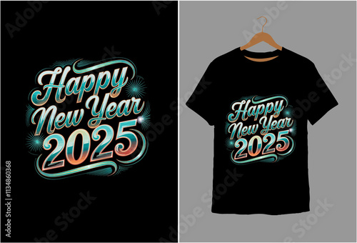 Happy New Year 2025 T-Shirt Design 