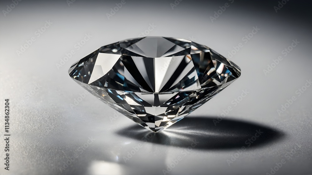Exquisite Clear Diamond on Smooth Grey Background Exquisite Clear Diamond on Smooth Grey Background