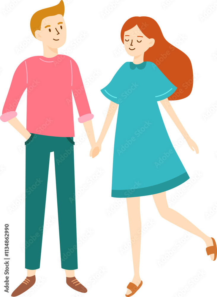 Cheerful young couple, hand in hand, enjoying a leisurely stroll together, savoring the simple pleasures of each other s company in a carefree and joyful moment Cheerful young couple, hand in hand, enjoying a leisurely stroll together, savoring the simple pleasures of each other s company in a carefree and joyful moment