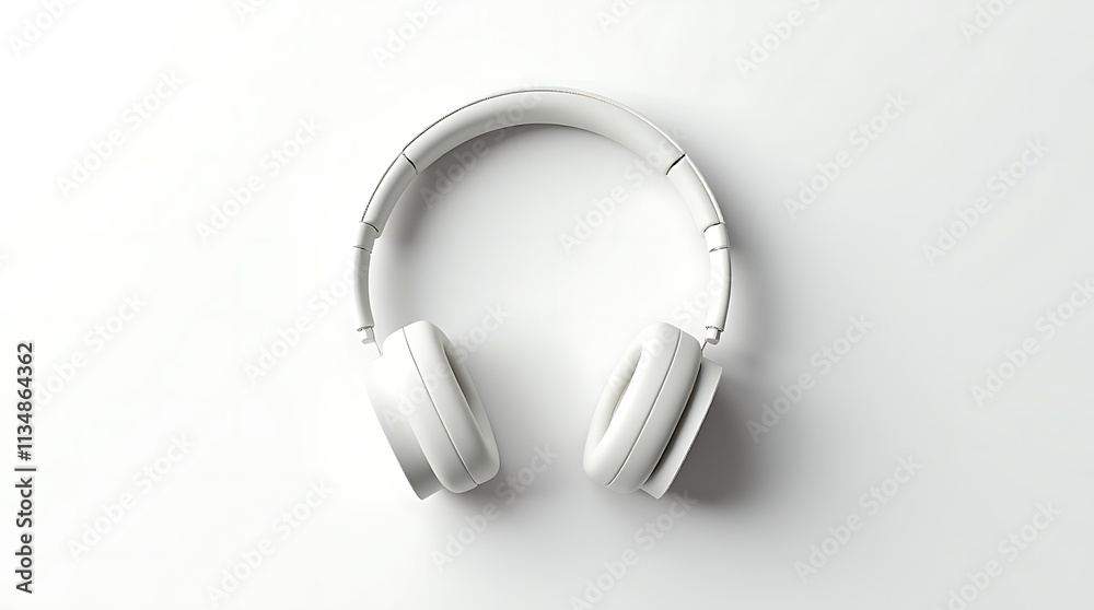 Headphone on paper mockup white background, Generative AI Headphone on paper mockup white background, Generative AI