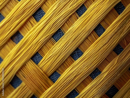 Macro Shot of Woven Yellow Fibers Creating a Detailed Textural Design