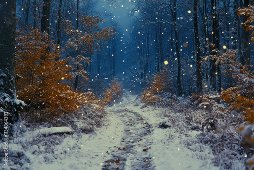 Winter Forest In Night