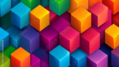 Colorful image of blocks in various colors. The blocks are arranged in a way that creates a sense of depth and dimension. The image conveys a feeling of creativity and playfulness