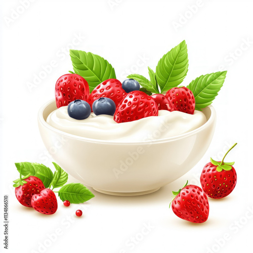 Yogurt With Fruit Isolated