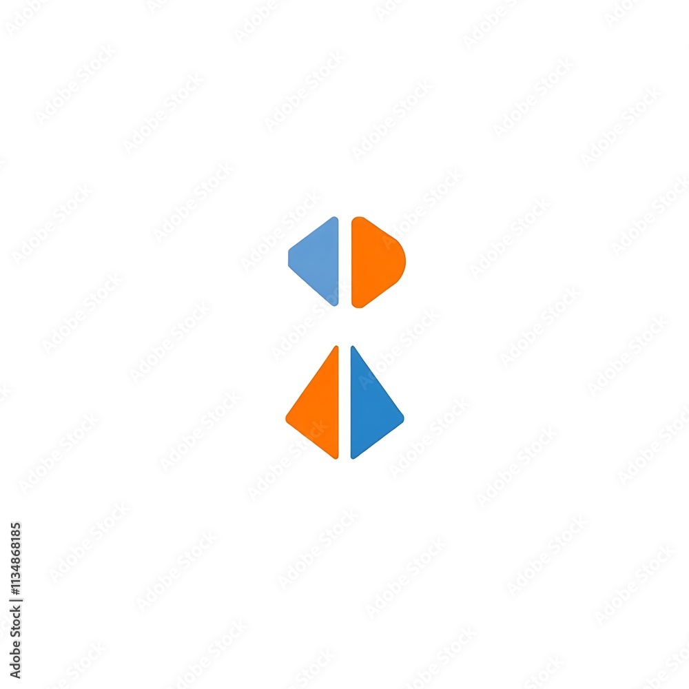 Abstract Geometric Logo Design: A minimalist logo design with a modern and abstract aesthetic, featuring geometric shapes in blue and orange. Abstract Geometric Logo Design: A minimalist logo design with a modern and abstract aesthetic, featuring geometric shapes in blue and orange.