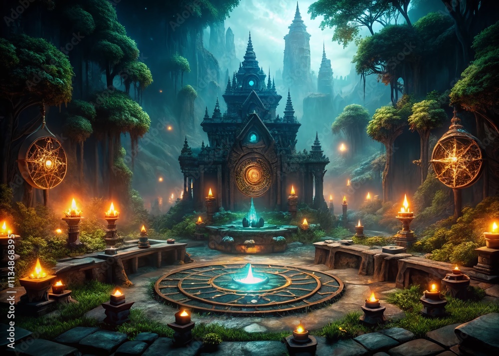 Fototapeta premium Dark Fantasy Elements for User Interface and RPG Game Design Featuring Enchanted Magic HUD Templates and Intricate Backgrounds for Posters and Videos