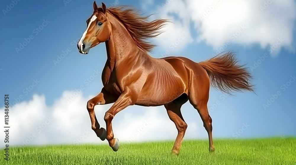 Chestnut Horse Galloping Illustration Chestnut Horse Galloping Illustration