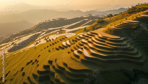 Golden Hour at the Majestic Rice Terraces of Mu Cang Chai, Vietnam