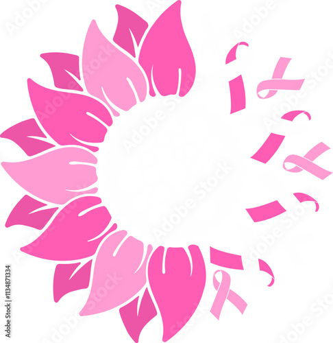 sunflower Support Squad Breast Cancer with ribbon design