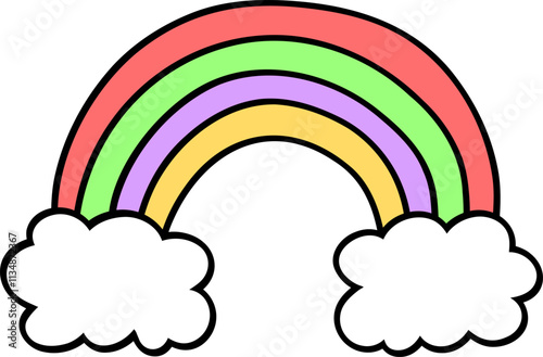 illustration of Hand drawn Rainbow and cloud.