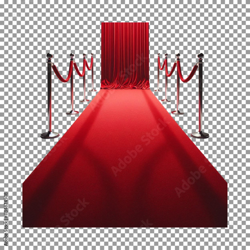Chic Red Carpet Walkway for Gala Nights and Awards on transparent background, png, psd
