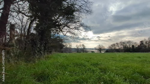 Vue sur le marais de Brière (depuis une prairie : plan 1) en timelapse
