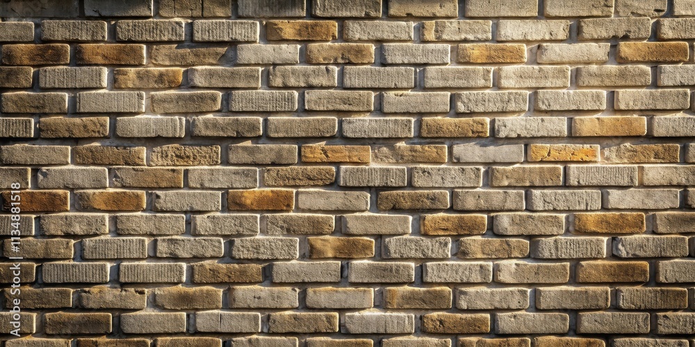 A close up view of a brick wall, showcasing a variety of shades of beige and brown, with a pattern of light and shadow across its surface. A close up view of a brick wall, showcasing a variety of shades of beige and brown, with a pattern of light and shadow across its surface.