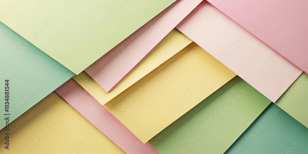 Geometric Abstract Background of Overlapping Pastel Paper Sheets with Diagonal Lines and Subtle Texture Geometric Abstract Background of Overlapping Pastel Paper Sheets with Diagonal Lines and Subtle Texture