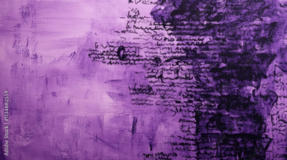 Obraz premium Handwritten text heatmap created with black oil pastel on vibrant purple paper texture