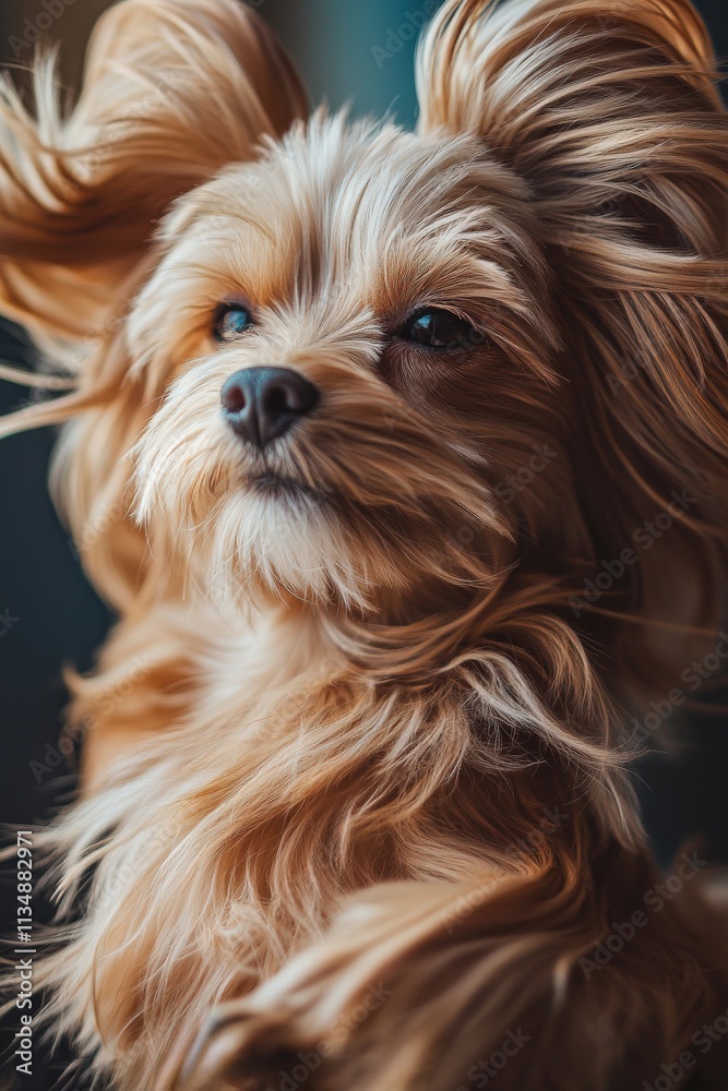 Fashion Portrait of a Dog with Flowing Hair in the Wind Fashion Portrait of a Dog with Flowing Hair in the Wind