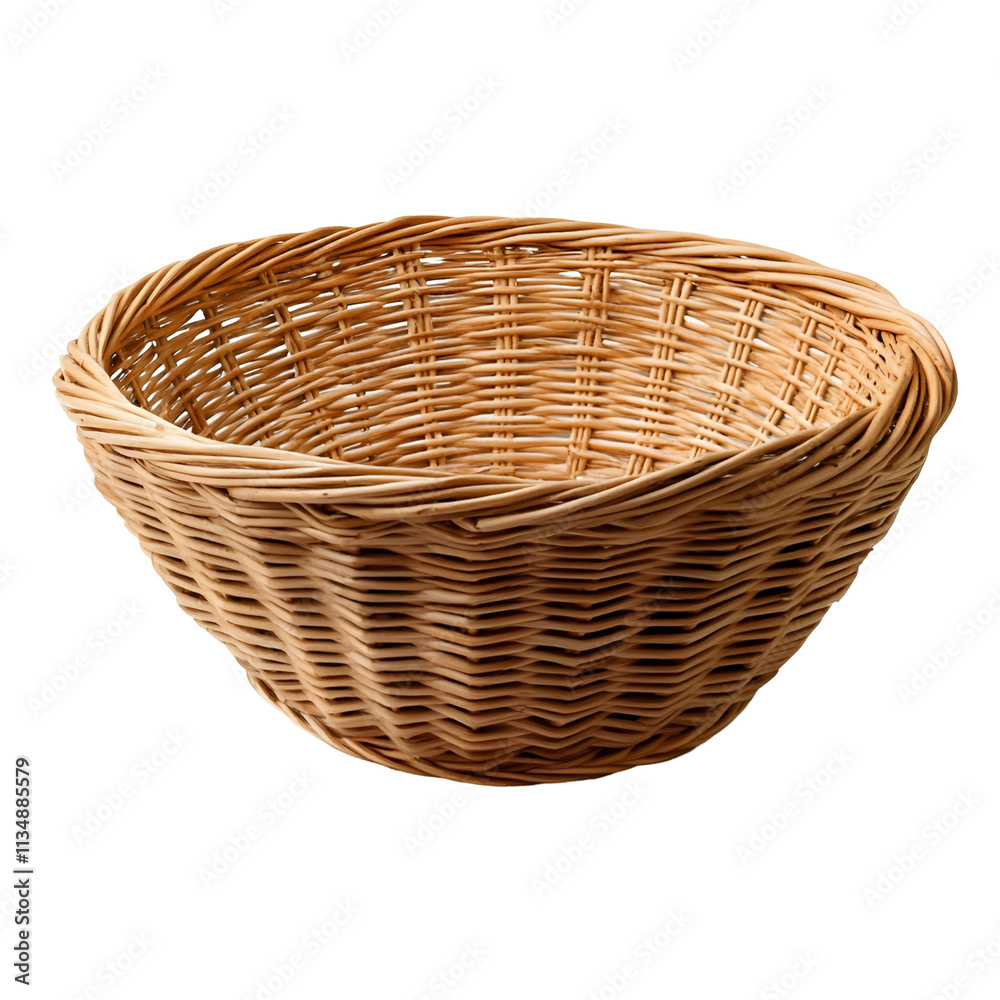 Empty Wicker Basket Isolated Black Background Empty Wicker Basket Isolated Black Background
