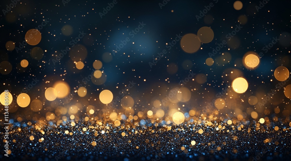 Obraz premium Magical Sparkles Dance in the Twilight, Creating a Mesmerizing Atmosphere of Warmth and Wonder in a Shimmering, Dreamlike Landscape