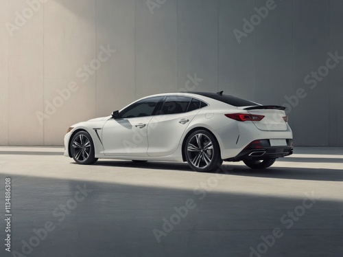 Wallpaper Mural A minimalist photo of a modern sedan taken from a 45-degree angle back of the car, showing both the back and the side. Torontodigital.ca