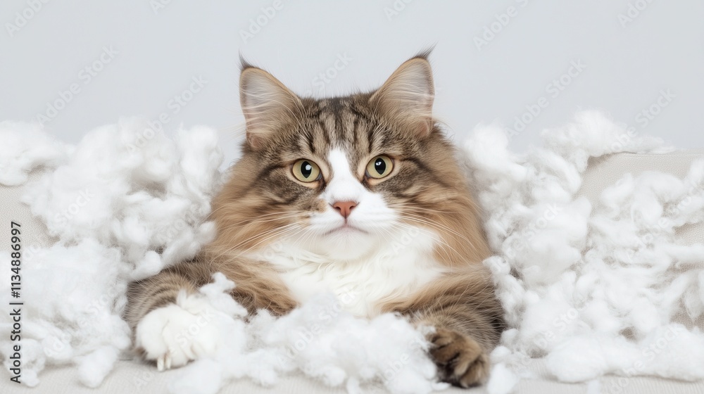 Obraz premium Cozy Cat in Soft Cotton Clouds