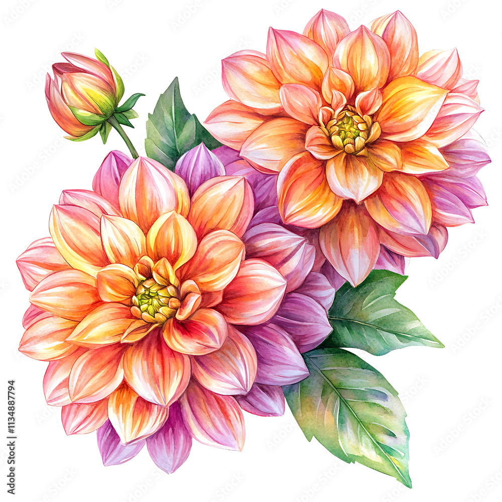Obraz premium Vibrant summer flowers watercolor art floral illustration garden vibe nature inspired creative perspective