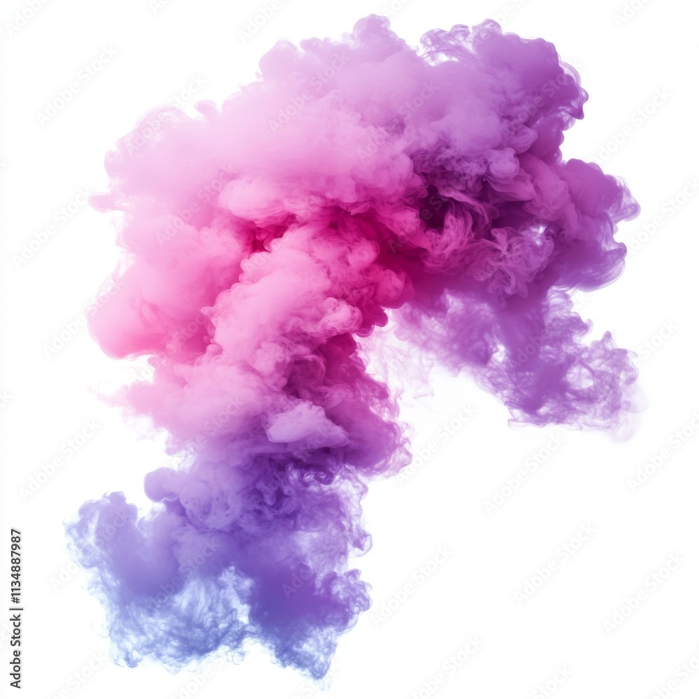 Fototapeta premium Vector illustration of pink and purple smoke bomb icon on white background. Simple lines, flat design with red effect.