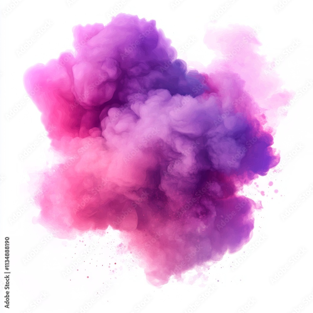 Fototapeta premium Vector illustration of pink and purple smoke bomb icon on white background. Simple lines, flat design with red effect.