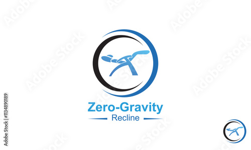 Zero-Gravity Recline Chair Logo Design Template.  In extreme reclined position for zero gravity experience and massage therapy. With Shiatsu, Tapping and Kneading massage.