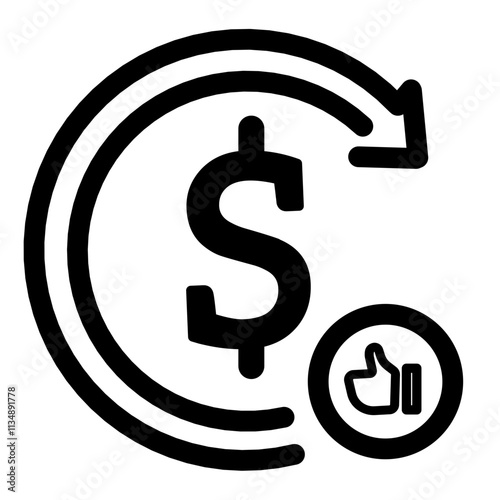 Money turnover with like icon sign icon